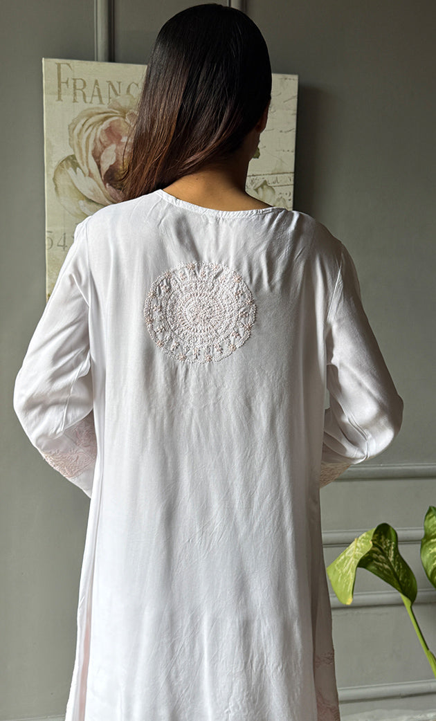 Women's Lakhnavi Handcrafted Modal Cotton Chikankari Top - HONC0307553