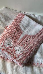 Load image into Gallery viewer, Women's Lakhnavi Handcrafted Maheshwari Mul Chanderi Unstitched Kurta And Dupatta Set - HONC0271872