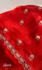 Load image into Gallery viewer, Women's Lakhnavi Handcrafted Pure Organza Chikankari Unstitched Kurta And Dupatta Set- HONC0311701