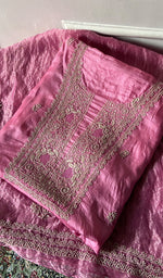 将图像加载到图库查看器中, Women's Lakhnavi Handcrafted Tussar Silk Chikankari Kurta And Dupatta Set - HONC0331051