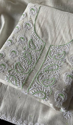 Load image into Gallery viewer, Women's Lakhnavi Handcrafted Mul Chanderi Unstitched Kurta And Dupatta Set - HONC0267973