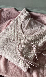 Load image into Gallery viewer, Women's Lakhnavi Handcrafted Mul Chanderi Semi - Stitched Kurta And Dupatta Set - HONC0304376