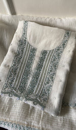 Load image into Gallery viewer, Women's Lakhnavi Handcrafted Mul Chanderi Unstitched Kurta And Dupatta Set - HONC0266437