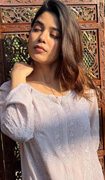 Load image into Gallery viewer, Women's Lakhnavi Handcrafted Viscose Georgette Chikankari Kurti - HONC02078420