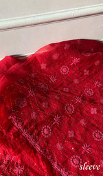 Load image into Gallery viewer, Rubi Women's Lakhnavi Handcrafted Pure Organza Chikankari Unstitched Kurta And Dupatta Set- HONC0351784