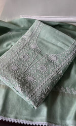 Load image into Gallery viewer, Women's Lakhnavi Handcrafted Maheshwari Mul Chanderi UnStitched Kurta And Dupatta Set - HONC0286686