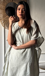 Load image into Gallery viewer, Women's Lucknowi Handcrafted Munga silk Chikankari Kaftan - HONC0316125