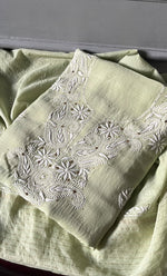 Load image into Gallery viewer, Women's Lakhnavi Handcrafted Mul Chanderi Unstitched Kurta And Dupatta Set - HONC0284727