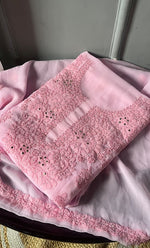 将图像加载到图库查看器中, Women's Lakhnavi Handcrafted Unstitched Faux-Georgette Chikankari Suit Material - HONC0263060