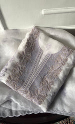 Load image into Gallery viewer, Mehnaj Women's Lakhnavi Handcrafted Pure Organza Chikankari Unstitched Kurta And Dupatta Set- HONC0316112