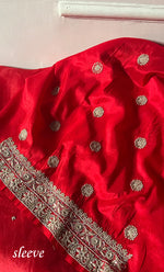 Load image into Gallery viewer, Women's Lakhnavi Handcrafted Pure Silk Chikankari Unstitched Kurta And Dupatta Set- HONC0245854