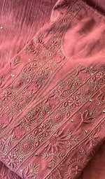 Load image into Gallery viewer, Women's Lakhnavi Handcrafted Tissue Chanderi Semi - Stitched Kurta And Dupatta Set - HONC0253181