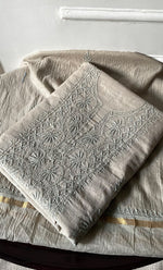 Load image into Gallery viewer, Women's Lakhnavi Handcrafted Mul Chanderi Unstitched Chikankari Full Suit Material - HONC0319537