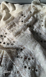 Load image into Gallery viewer, Women's Lakhnavi Handcrafted Pure Silk Georgette Chikankari Kurta and Dupatta set - HONC0833332