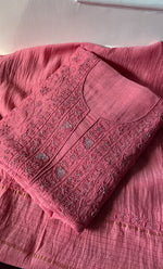 Load image into Gallery viewer, Women's Lakhnavi Handcrafted Mul Chanderi Unstitched Kurta And Dupatta Set - HONC0278924