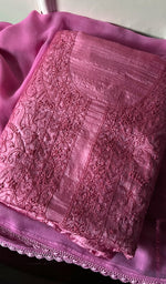 将图像加载到图库查看器中, Pink Tussar Silk Chikankari Kurta And Dupatta Set