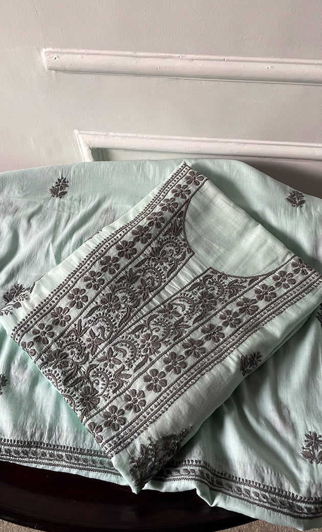 Women's Lakhnavi Handcrafted Cotton Chikankari Kurta And Kurta Dupatta Set - HONC0245292