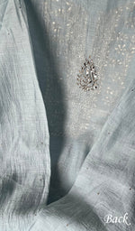 Load image into Gallery viewer, Women's Lakhnavi Handcrafted Mul Chanderi Chikankari Semi - Stitched Kurta Dupatta Set - HONC0249290