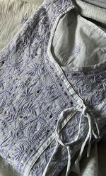 Load image into Gallery viewer, Women's Lakhnavi Handcrafted Mul Chanderi Semi - Stitched Angrakha And Dupatta Set - HONC0284711