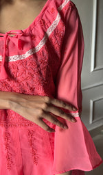 Load image into Gallery viewer, Aadab Women's Lucknowi Handcrafted Faux-Georgette Chikankari Anarkali Dress - NC038960
