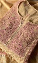 Load image into Gallery viewer, Women's Lakhnavi Handcrafted Mul Chanderi Semi-Stitched Kurta And Dupatta Set - HONC0284708