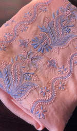 将图像加载到图库查看器中, Women's Lakhnavi Handcrafted Organza Chikankari Unstitched Kurti Fabric - HONC071643