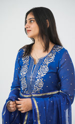 将图像加载到图库查看器中, Shanaya Women's Lakhnavi Handcrafted Mul Chanderi Chikankari Stitched Kurta, Dupatta And Pant Set - HONC0322417