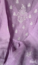 Load image into Gallery viewer, Women's Lakhnavi Handcrafted Mul Chanderi Chikankari Semi - Stitched Kurta Dupatta Set - HONC0235319