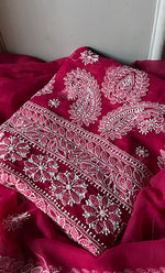 将图像加载到图库查看器中, Women's Lucknowi Handcrafted Faux-Georgette Chikankari Suit Material - HONC0311926
