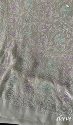 Load image into Gallery viewer, Women's Lakhnavi Handcrafted Pure Silk Georgette Chikankari Kurta And Dupatta Set- HONC0241831
