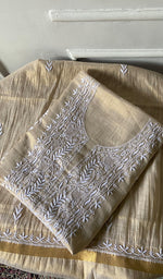 将图像加载到图库查看器中, Women's Lakhnavi Handcrafted Tissue Chanderi Unstitched Chikankari Kurta And Dupatta Set - HONC0322415