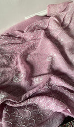 Load image into Gallery viewer, Mehar Women's Lakhnavi Handcrafted Mul Chanderi Semi - Stitched Kurta And Dupatta Set - HONC0596464