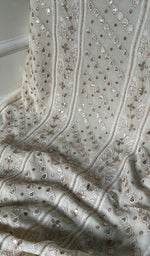 将图像加载到图库查看器中, Saima Women's Lakhnavi Handcrafted Pure Silk Georgette Chikankari  Kurti Fabric - HONC0229271