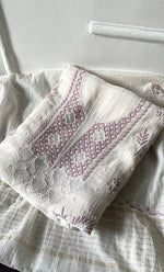 Load image into Gallery viewer, Women's Lakhnavi Handcrafted Unstitched Mul Chanderi Kurta And Dupatta Set - HONC0319478