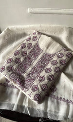 Load image into Gallery viewer, Titlee Women's Lakhnavi Handcrafted Unstitched Mul Chanderi Kurta And Dupatta Set - HONC0324066