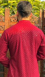 Load image into Gallery viewer, Men's Faux-Georgette Hakoba Kurta - HONC0266668