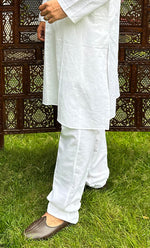 Load image into Gallery viewer, Men's Lucknowi Handcrafted Cotton Chikankari Kurta - HONC0217036