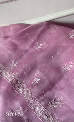 Load image into Gallery viewer, Women's Lakhnavi Handcrafted Pure Organza Chikankari Unstitched Kurta And Dupatta Set- HONC0288321