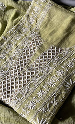 Load image into Gallery viewer, Women's Lakhnavi Handcrafted Tissue Chanderi Unstitched Kurta And Dupatta Set- HONC0270642