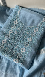 Load image into Gallery viewer, Women's Lakhnavi Handcrafted Mul Chanderi Chikankari Full Suit Material - HONC02271173