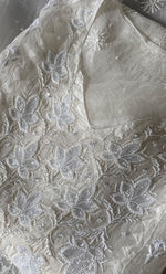 Load image into Gallery viewer, Women's Lakhnavi Handcrafted Pure Organza Chikankari Semi - stitched Kurta And Dupatta Set- HONC0322186