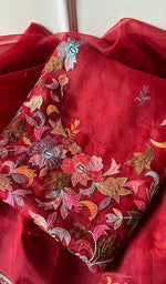 将图像加载到图库查看器中, Women's Lakhnavi Handcrafted Pure Organza Chikankari Unstitched Kurta And Dupatta Set- HONC0267236