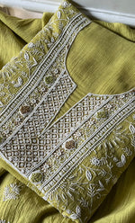 Load image into Gallery viewer, Mehr Women's Lakhnavi Handcrafted Maheshwari Mul Chanderi Kurta And Dupatta Set - HONC0285393