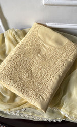 Load image into Gallery viewer, Women's Lakhnavi Handcrafted Unstitched Cotton Chikankari Suit Material - HONC0329389