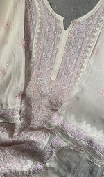 Load image into Gallery viewer, Aaliyah Women's Lakhnavi Handcrafted Mul Chanderi Semi - Stitched Kurta And Dupatta Set - HONC0256884