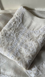 将图像加载到图库查看器中, Women's Lakhnavi Handcrafted Pure Organza Chikankari Unstitched Kurta And Dupatta Set- HONC0292518