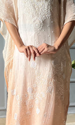 将图像加载到图库查看器中, Rabia Women's Lucknowi Handcrafted Mul chanderi Chikankari Kaftan - HONC0311973