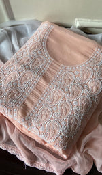 Load image into Gallery viewer, Adrita Women's Lakhnavi Handcrafted  Unstitched Cotton Chikankari Suit Material - HONC0289739