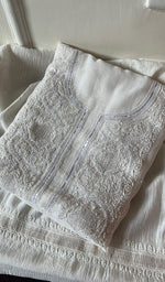 Load image into Gallery viewer, Women's Lakhnavi Handcrafted Maheshwari Mul Chanderi Unstitched Kurta And Dupatta Set - HONC0282231