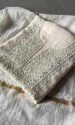 Load image into Gallery viewer, Women's Lakhnavi Handcrafted Mul Chanderi Unstitched Kurta And Dupatta Set- HONC0313317